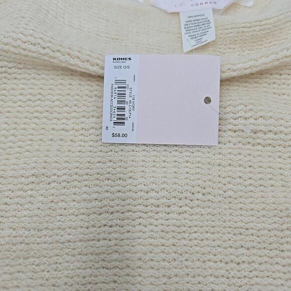 Lauren Conrad Knit Poncho Pullover Shawl Sweater‎ Ivory Rose Pink With Fringe OS - Picture 5 of 12